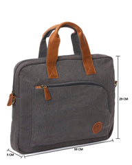 RIMROCK Canvas Laptop Messenger Bag with Leather Handles, Grey, Adjustable Shoulder Strap