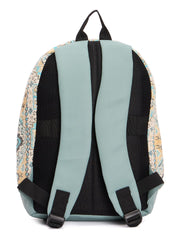 RIMROCK Bohemian Canvas Backpack, Aztec Pattern Design, Blue and Beige with Grey Base