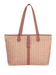 PRIMROSE Floral Print Tote Bag with Buckle Detail, Pink and Cream Pattern, Shoulder Straps