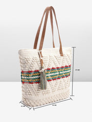 PRIMROSE Handcrafted Crochet Tote Bag with Tassel Detail Multicolour