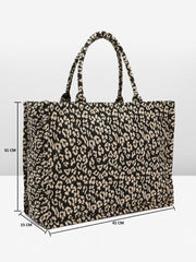 PRIMROSE Leopard Print Tote Bag for Women Black and Beige