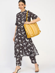 RIMROCK Striped Canvas Tote Bag, Yellow and White, Shoulder Straps, Fashion Handbag