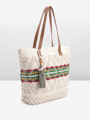 PRIMROSE Handcrafted Crochet Tote Bag with Tassel Detail Multicolour