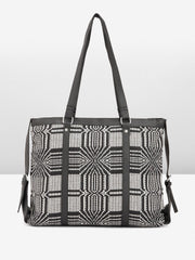 PRIMROSE Geometric Pattern Tote Bag Black and White