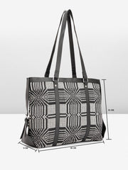 PRIMROSE Geometric Pattern Tote Bag Black and White