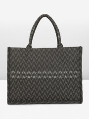 PRIMROSE Women's Herringbone Patterned Tote Bag Black