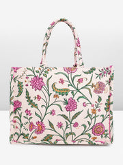 PRIMROSE Floral Print Canvas Tote Bag for Women, Multicolour