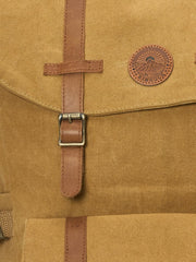 Vintage Canvas Backpack, Large Capacity Rucksack with Leather Straps, Tan Brown For Men's