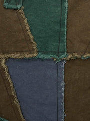 RIMROCK Patchwork Canvas Tote Bag, Large Casual Shoulder Bag, Green Brown Grey