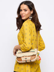 PRIMROSE Boho Fringed Crossbody Bag with Embroidery, Multi-Colour