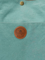 RIMROCK Canvas Tote Bag, Large Capacity, Mint Green with Brown Trim, Shoulder Straps