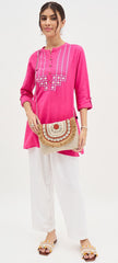 PRIMROSE Bohemian Crossbody Bag with Shell Fringe, Beige Canvas with Coral Beading, Chain Strap