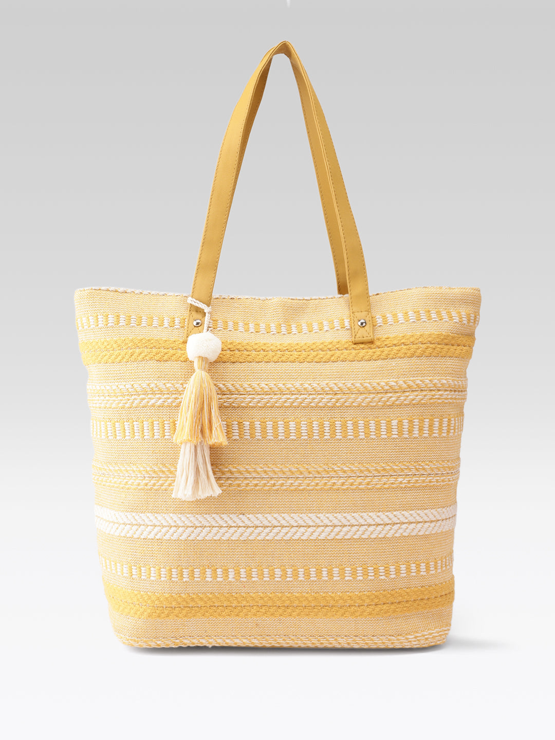 PRIMROSE Cotton Tote Bag with Yellow Tassel
