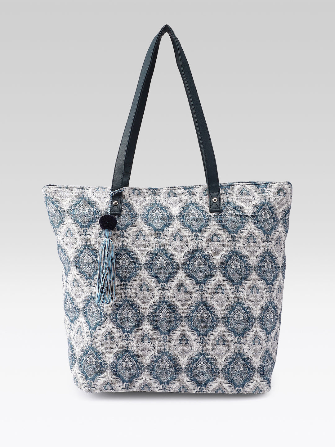 PRIMROSE Cotton Tote Bag with Blue and Beige Floral