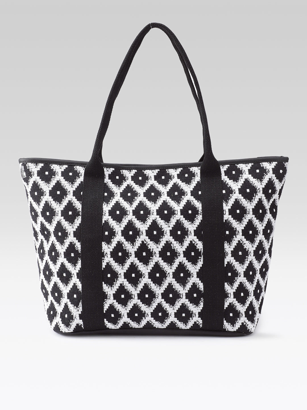 PRIMROSE Tote Bag, Black and White, Diamond Pattern