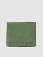 RIMROCK Leather Bi-fold Wallet, Olive Green, Slim Design