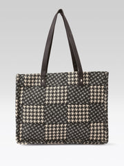 PRIMROSE Houndstooth Tote Bag, Black and Beige