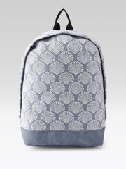 PRIMROSE Backpack with Shell Pattern, Blue and Grey