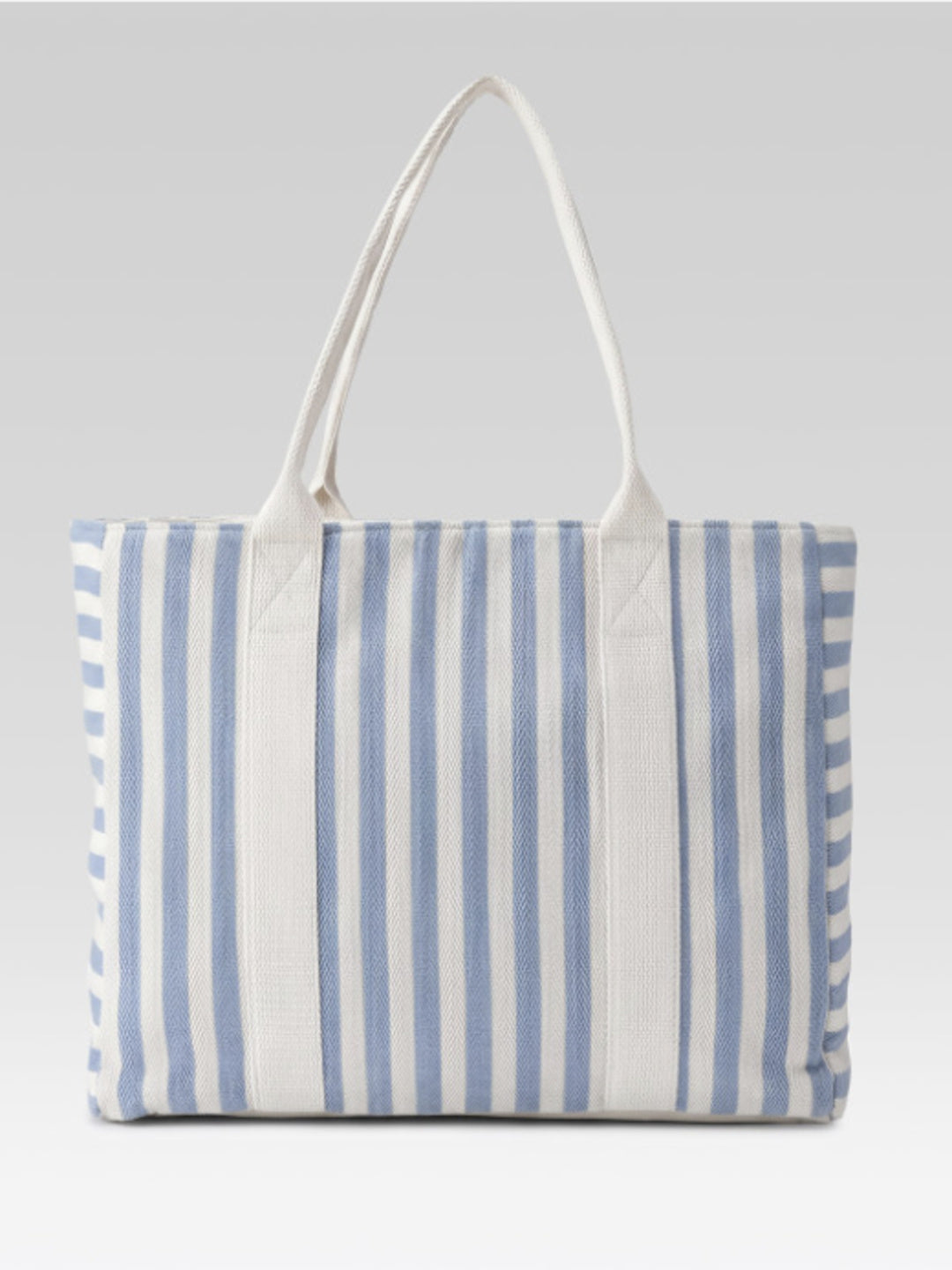 PRIMROSE Striped Beach Tote Bag, Blue and Beige, Cotton Material, Tote Bag with Handles