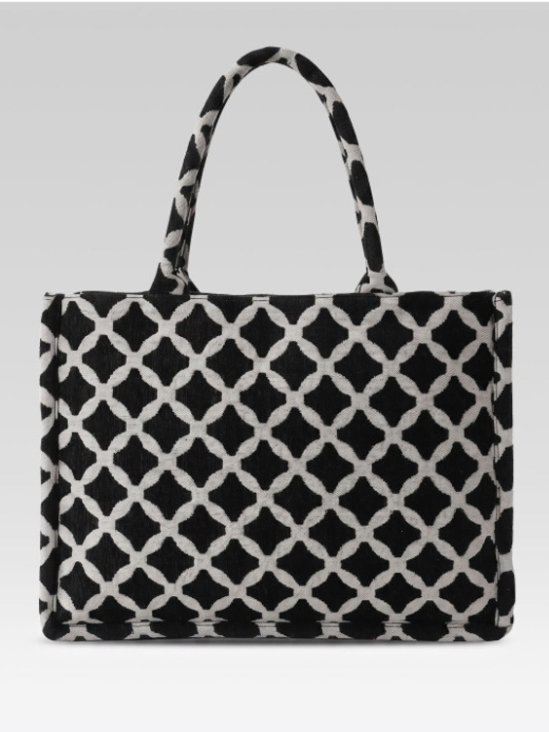 PRIMROSE Black and White Geometric Print Tote Bag, Modern Style