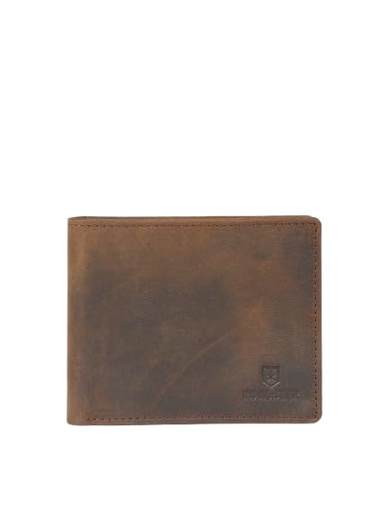 PRIMROSE Vintage Leather Long Wallet, Slim Bifold Design, Brown