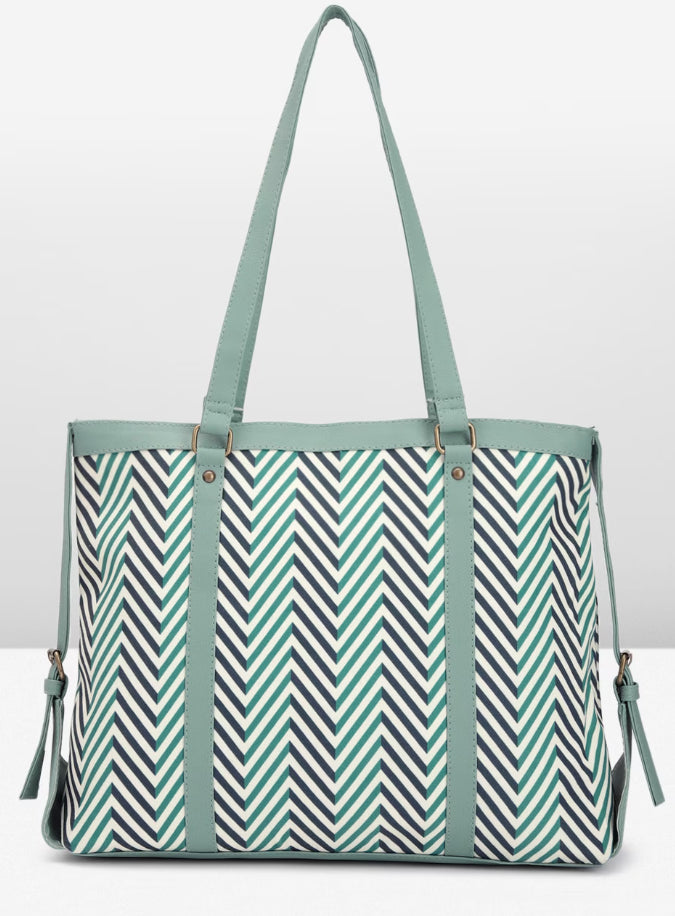 PRIMROSE Green Geometric Printed Shoulder Bag