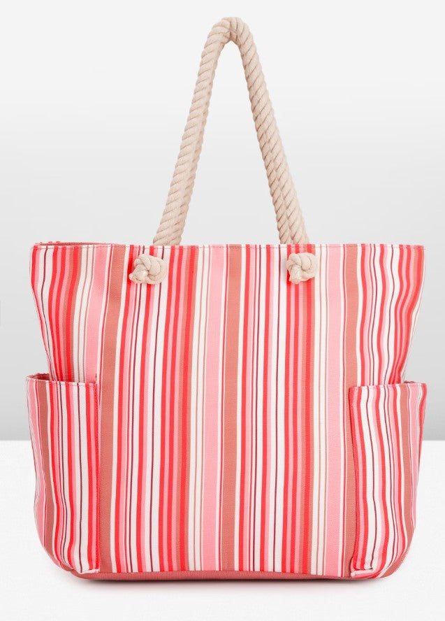 PRIMROSE Striped Oversized Structured Tote Bag,Multi-Colour