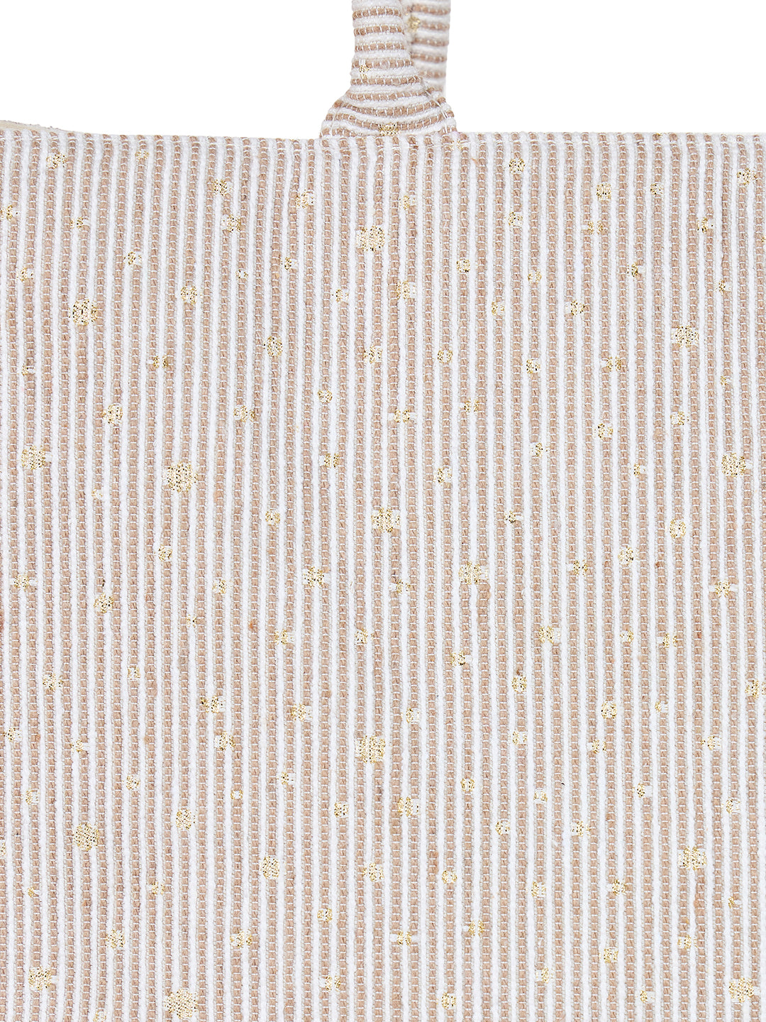 PRIMROSE Striped Cotton Tote Bag, Large Shopping Bag, Beige and White
