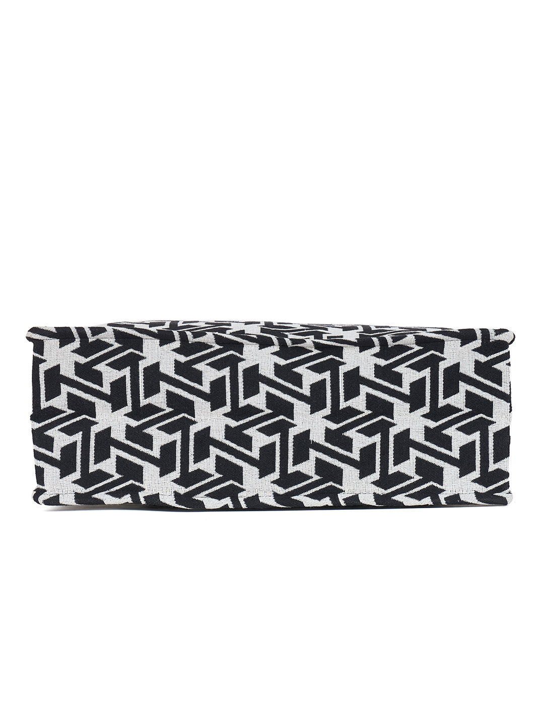PRIMROSE Geometric Pattern Canvas Tote Bag, Black and White, Casual Shopping Shoulder Bag