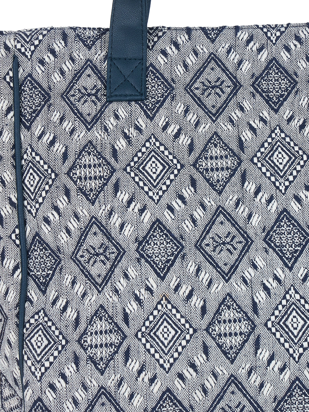 PRIMROSE Large Canvas Tote Bag, Grey and Navy Diamond Pattern, Geometric Print Shopping Shoulder Bag