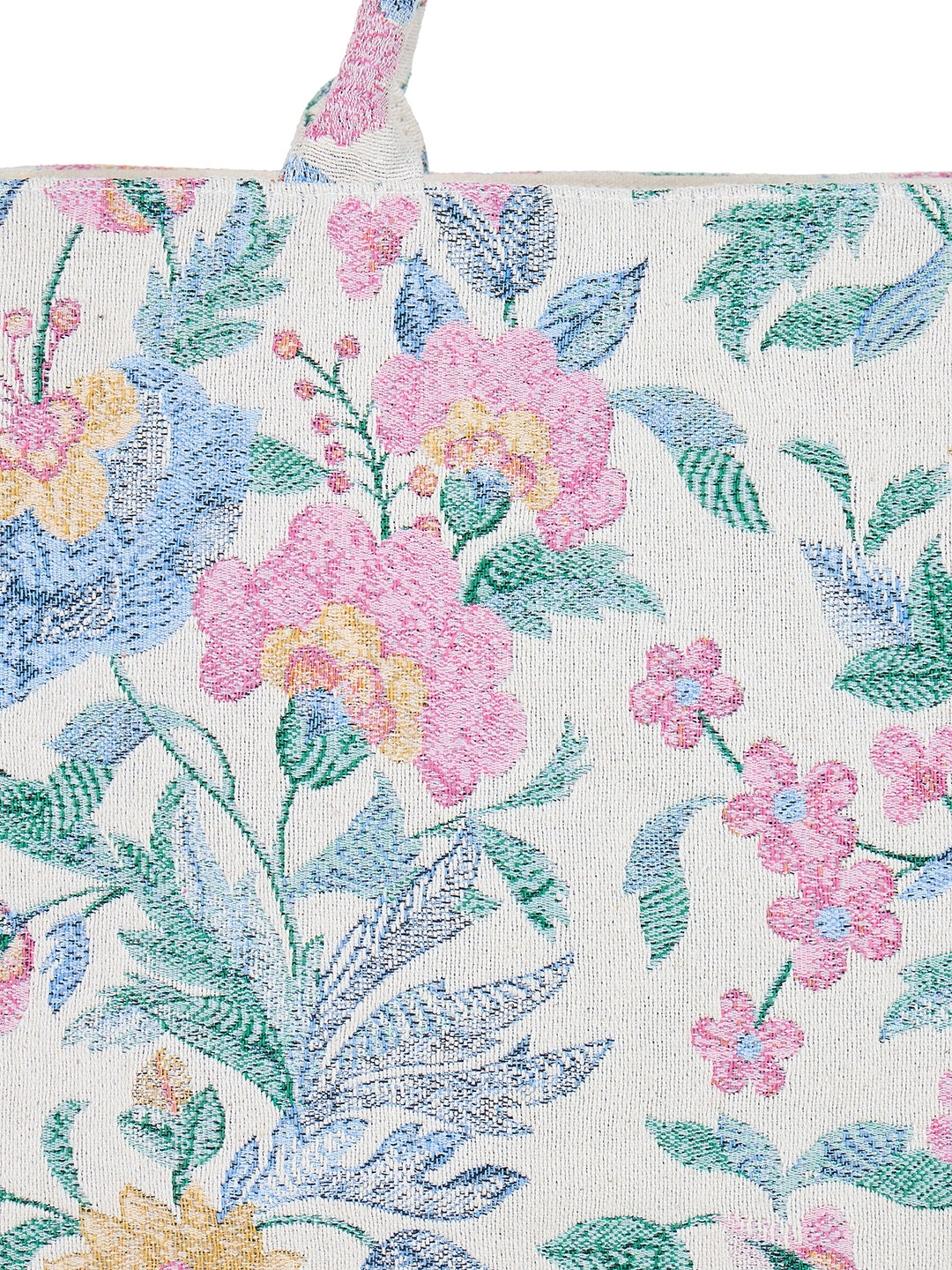 PRIMROSE Floral Canvas Tote Bag, Cotton Material, Pink Blue Yellow Pattern, Spacious Design,Double Handle