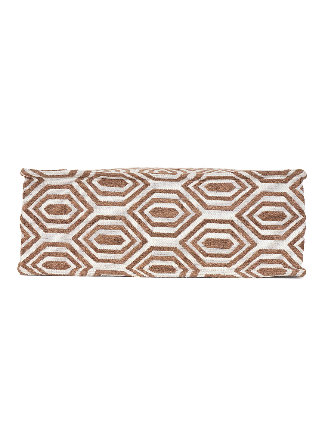 PRIMROSE Canvas Tote Bag, Brown and White Geometric Pattern, Cotton Canvas Material, Zipper Closure