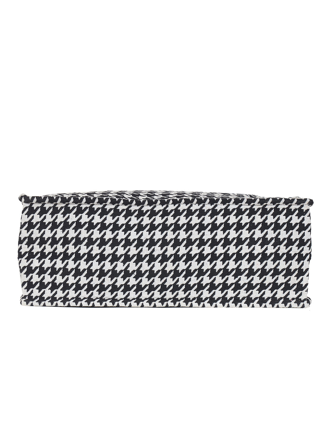 PRIMROSE Houndstooth Canvas Tote Bag, Black and White Pattern, Double Handle