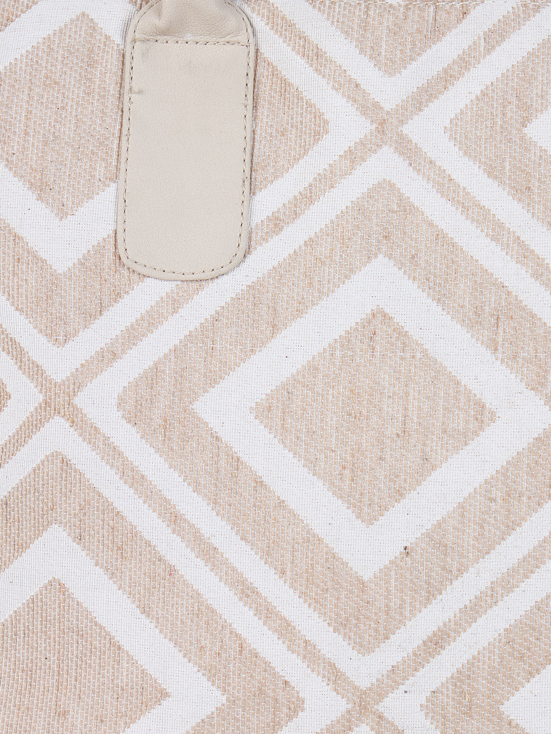 PRIMROSE Geometric Pattern Canvas Tote Bag, Beige and White Diamond Design, Double Handle