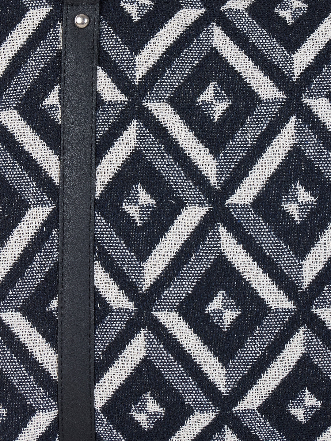 Geometric Pattern Tote Bag, Black and White Diamond Design, Double Handle Shoulder Bag with Side Ties