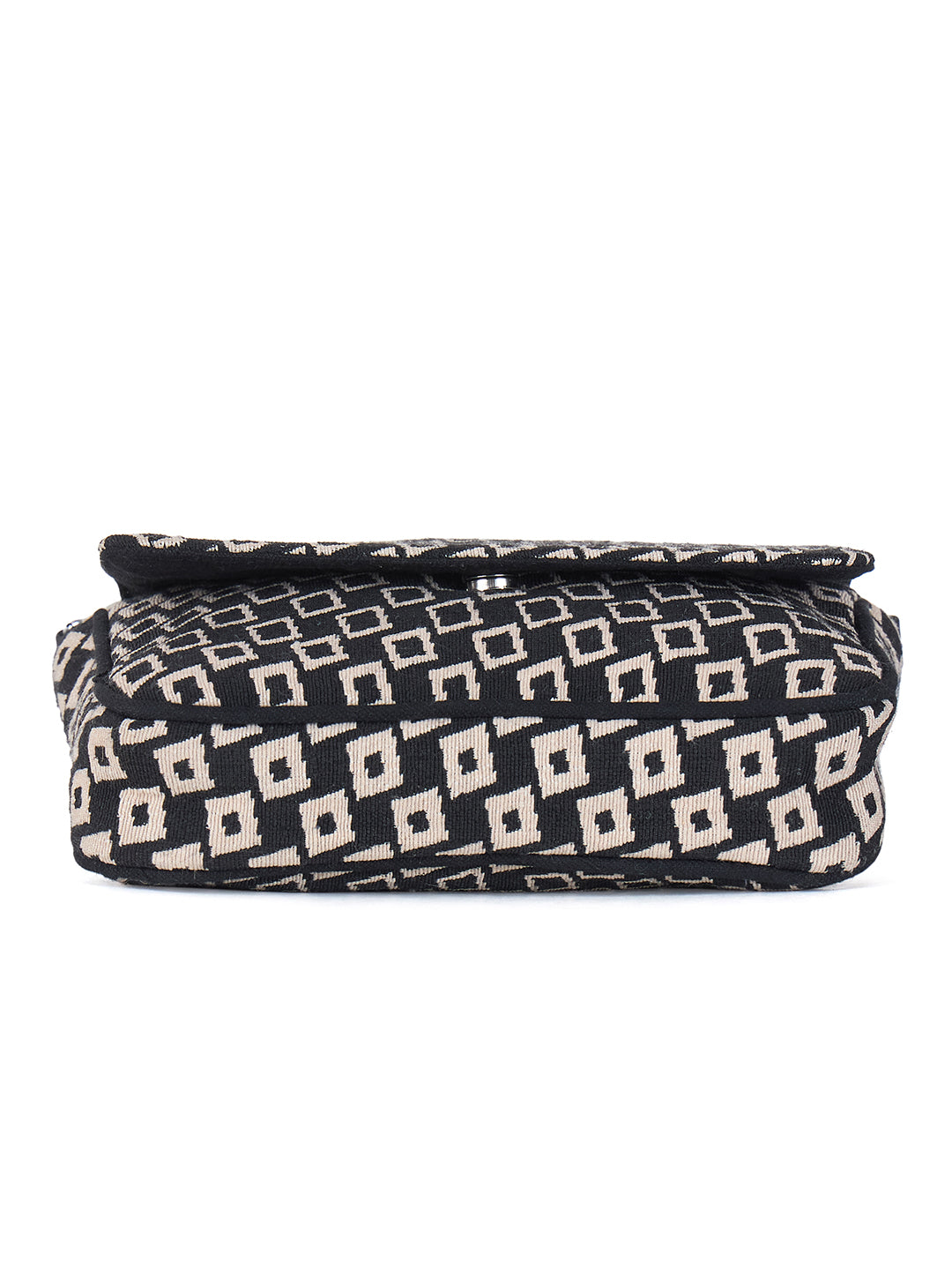 PRIMROSE Geometric Pattern Crossbody Bag, Black and White Print, Adjustable Shoulder Strap