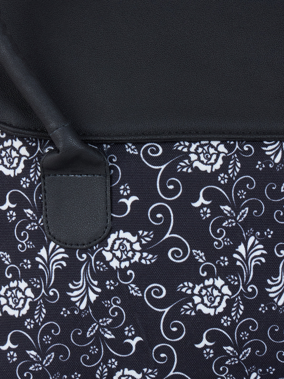 PRIMROSE Floral Pattern Laptop Messenger Bag, Black and White Design, Adjustable Shoulder Strap