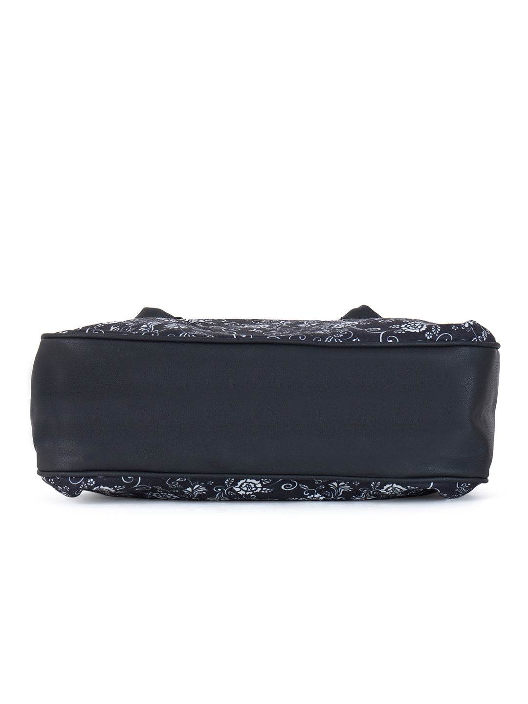 PRIMROSE Floral Pattern Laptop Messenger Bag, Black and White Design, Adjustable Shoulder Strap