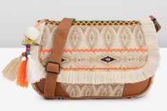 PRIMROSE Boho Fringed Crossbody Bag with Embroidery, Multi-Colour