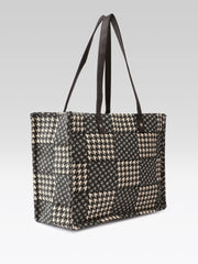 PRIMROSE Houndstooth Tote Bag, Black and Beige