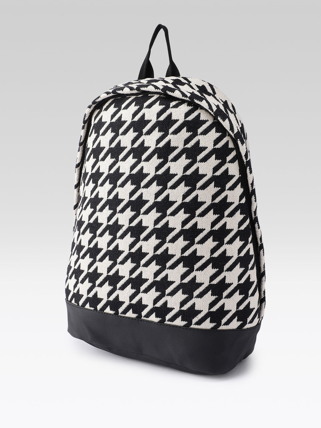 PRIMROSE Houndstooth Backpack, Black and White Pattern