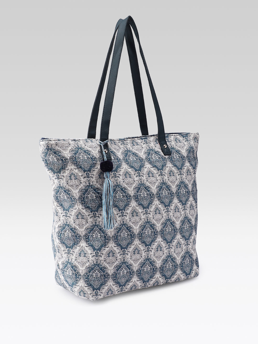 PRIMROSE Cotton Tote Bag with Blue and Beige Floral