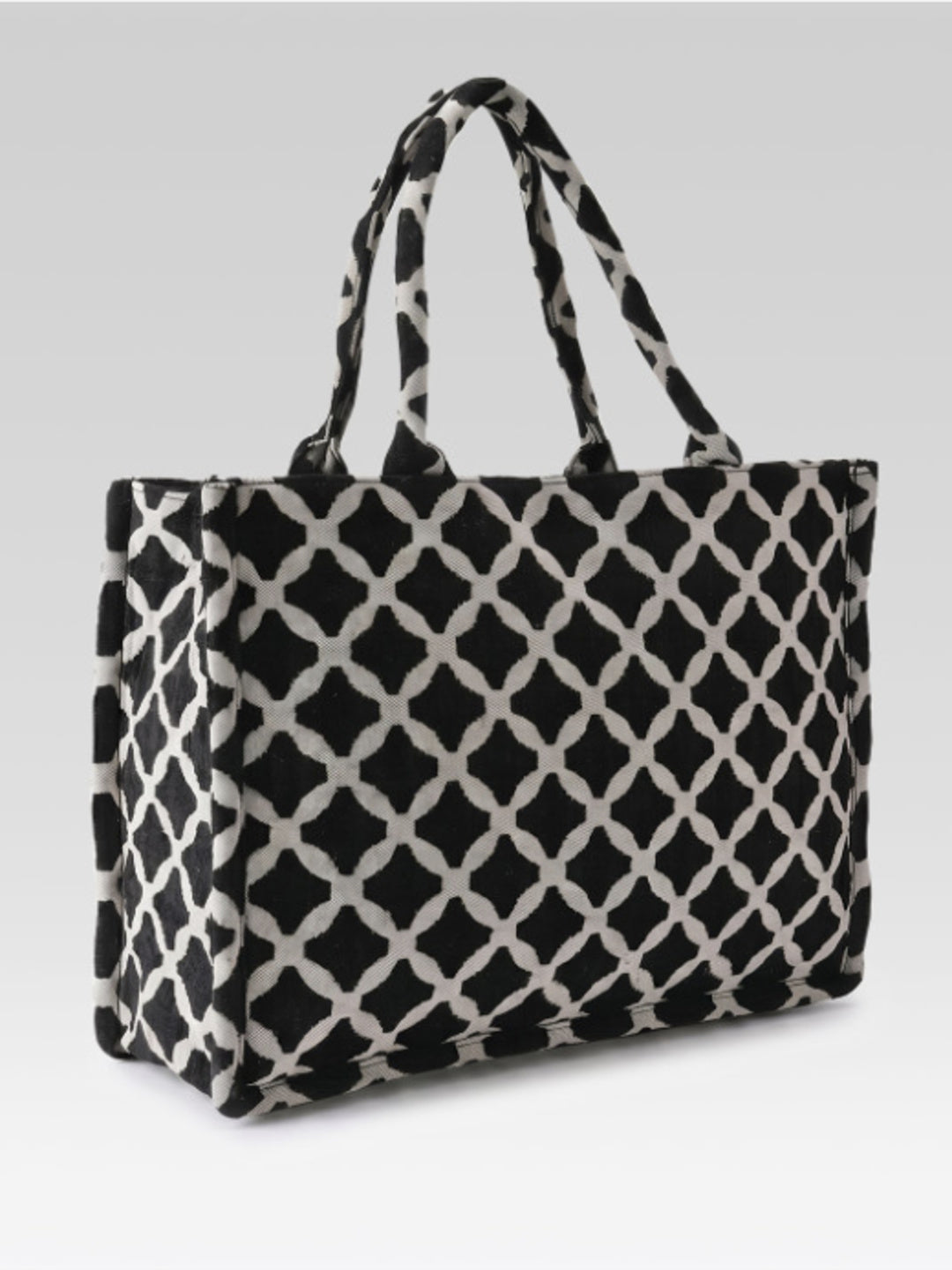 PRIMROSE Black and White Geometric Print Tote Bag, Modern Style