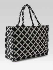 PRIMROSE Black and White Geometric Print Tote Bag, Modern Style