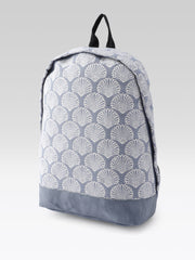 PRIMROSE Backpack with Shell Pattern, Blue and Grey