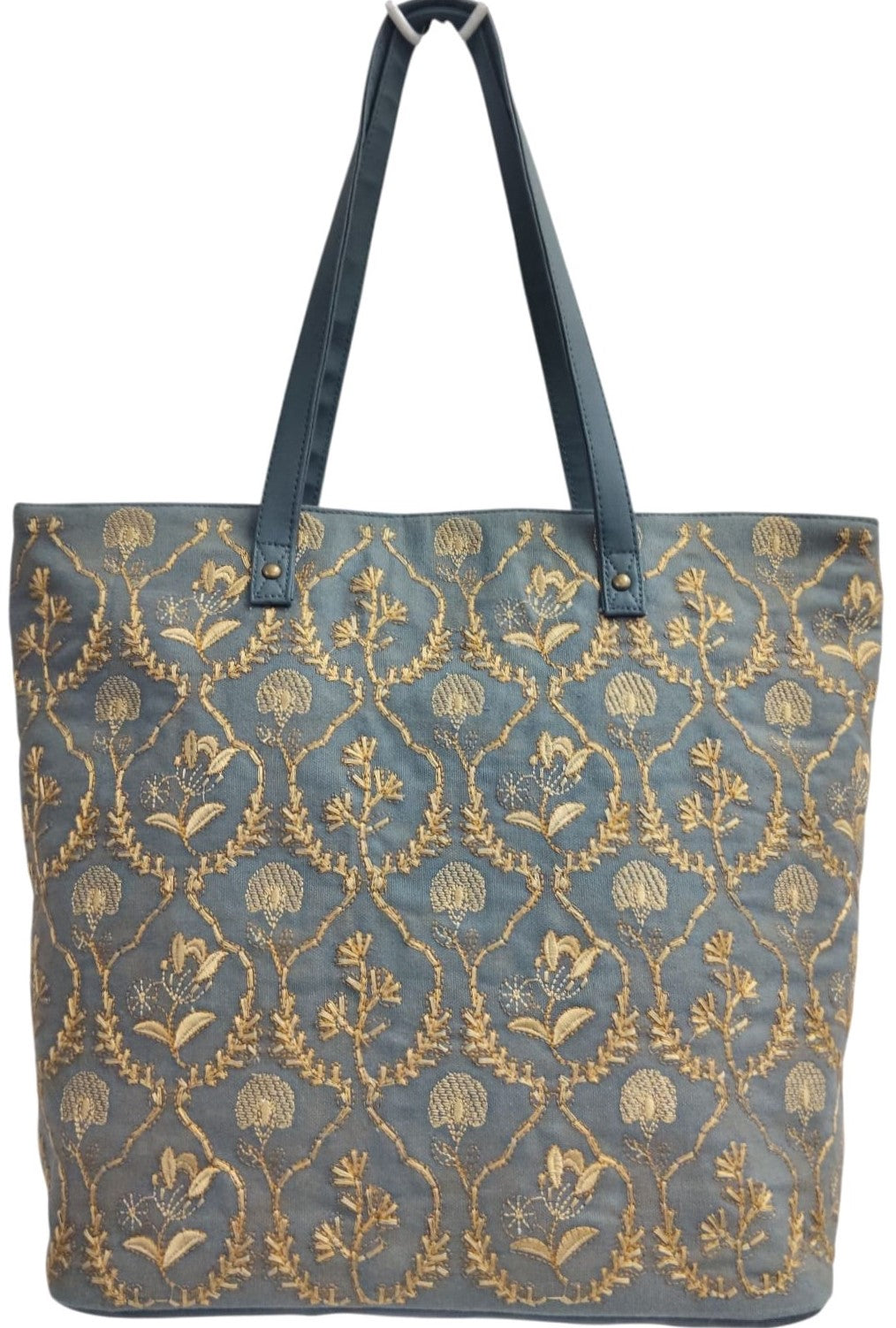 PRIMROSE Canvas Tote Bag with Gold Floral Embroidery