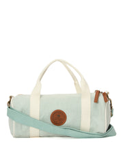 RIMROCK Canvas Duffle Bag, Mint Green with White Straps, Leather Accents