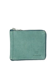 PRIMROSE Leather Zip Around Wallet, Compact Design, Sea Green