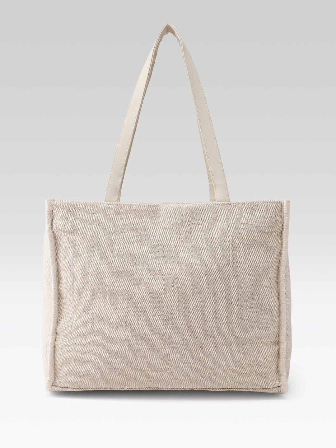 PRIMRSE Jute Tote Bag with Embroidered Fern Design