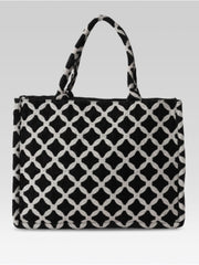 PRIMROSE Black and White Geometric Print Tote Bag, Modern Style